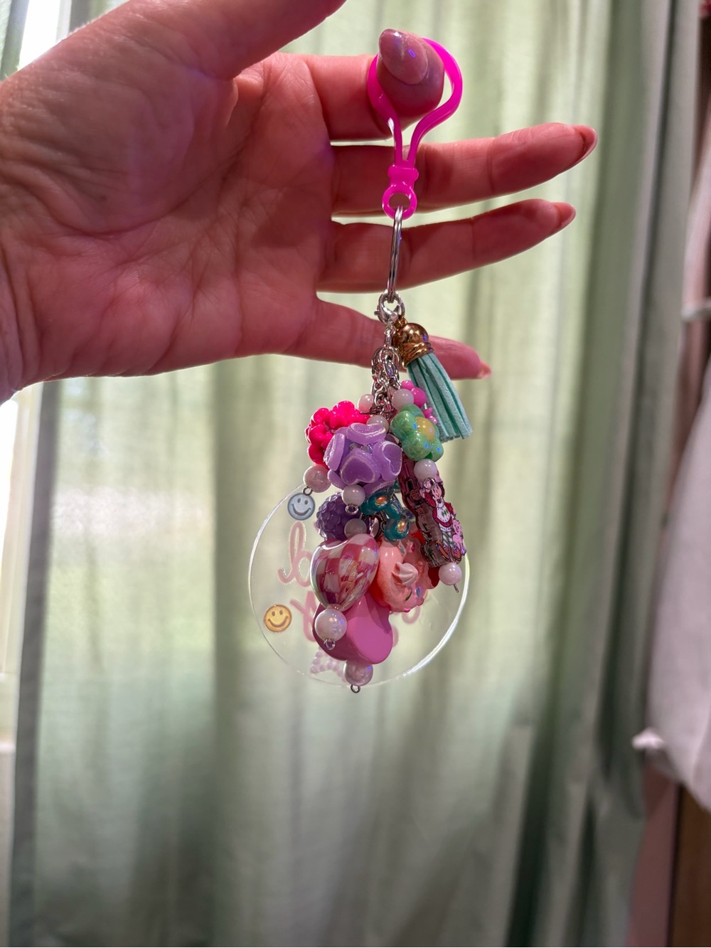 Pink Multi-Bead Charm Keychain | Women Jewelry